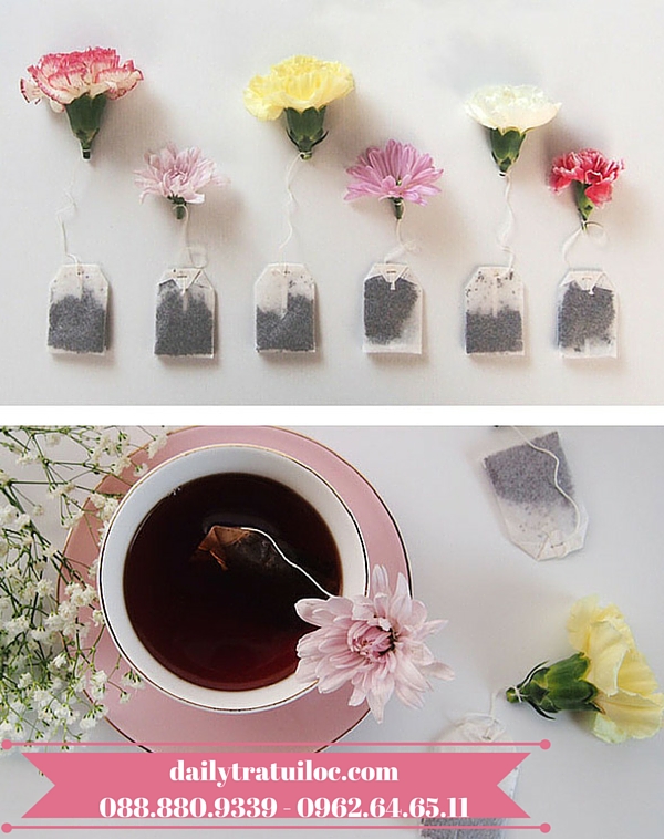 những đóa hoa biến thành tag trà xinh xắn